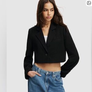 Oak + Fort cropped black blazer